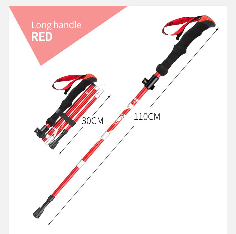 Ultralight Foldable Aluminum Trekking Poles - Telescopic Walking Sticks for Camping & Hiking