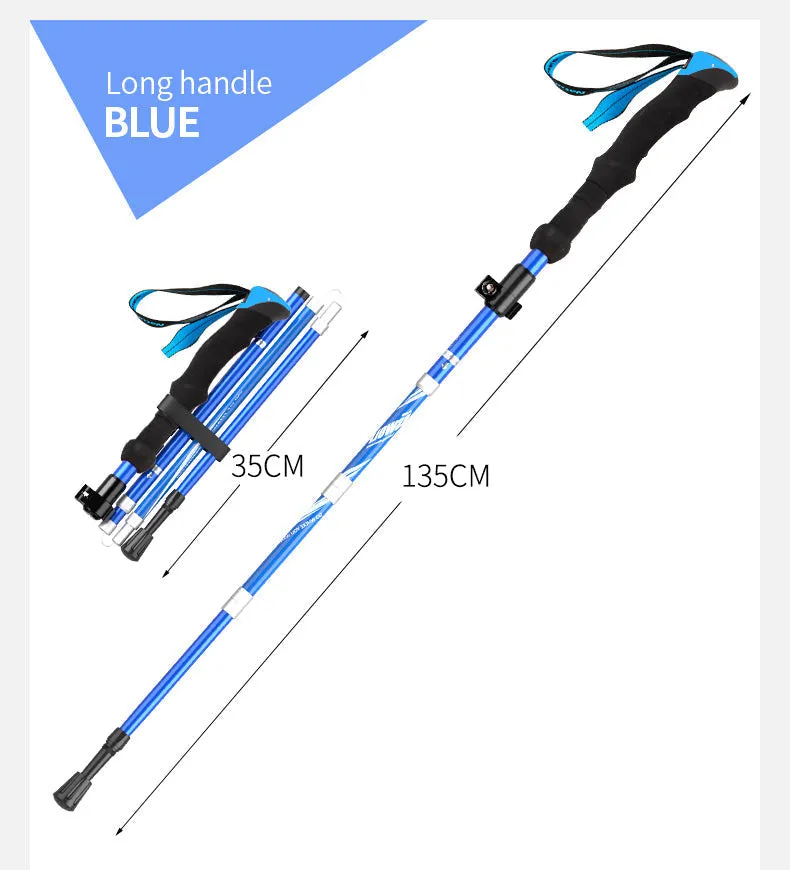 Ultralight Foldable Aluminum Trekking Poles - Telescopic Walking Sticks for Camping & Hiking
