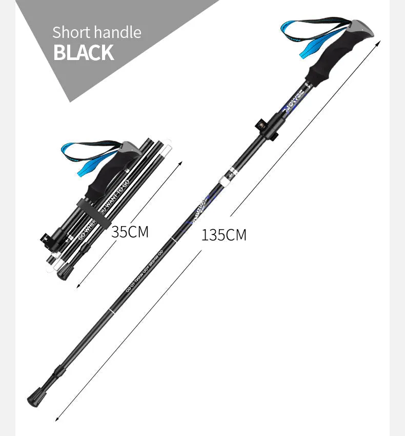 Ultralight Foldable Aluminum Trekking Poles - Telescopic Walking Sticks for Camping & Hiking