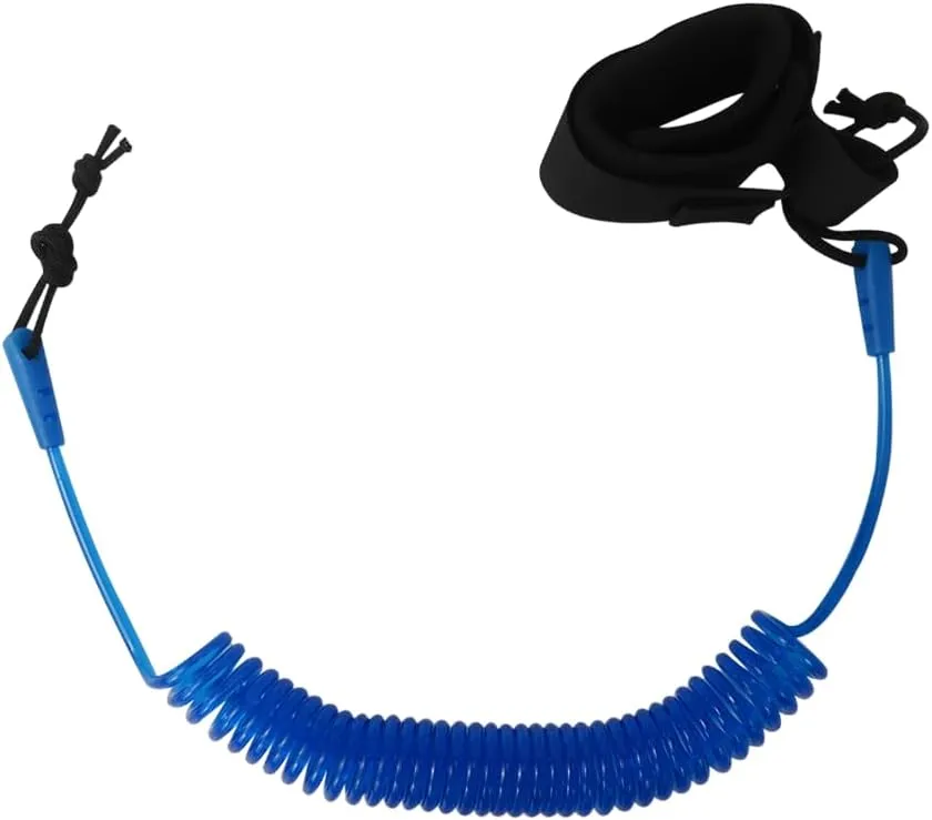 Upgraded Coiled Leash 10' Surfboard Leash Sup Leg Rope Strap Stand Up 5mm Blue