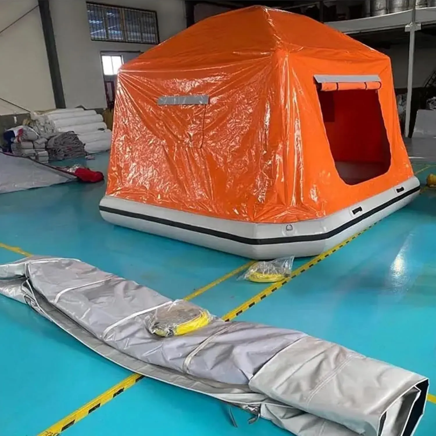 Water Floating Inflatable Tent for Camping with Pump Fishing Raft Boat Pool Floats Lake Platform Shoal Calm Waters