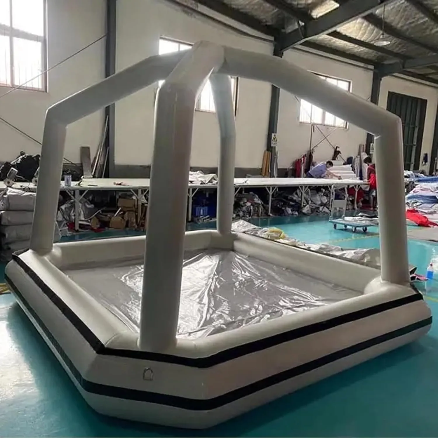 Water Floating Inflatable Tent for Camping with Pump Fishing Raft Boat Pool Floats Lake Platform Shoal Calm Waters