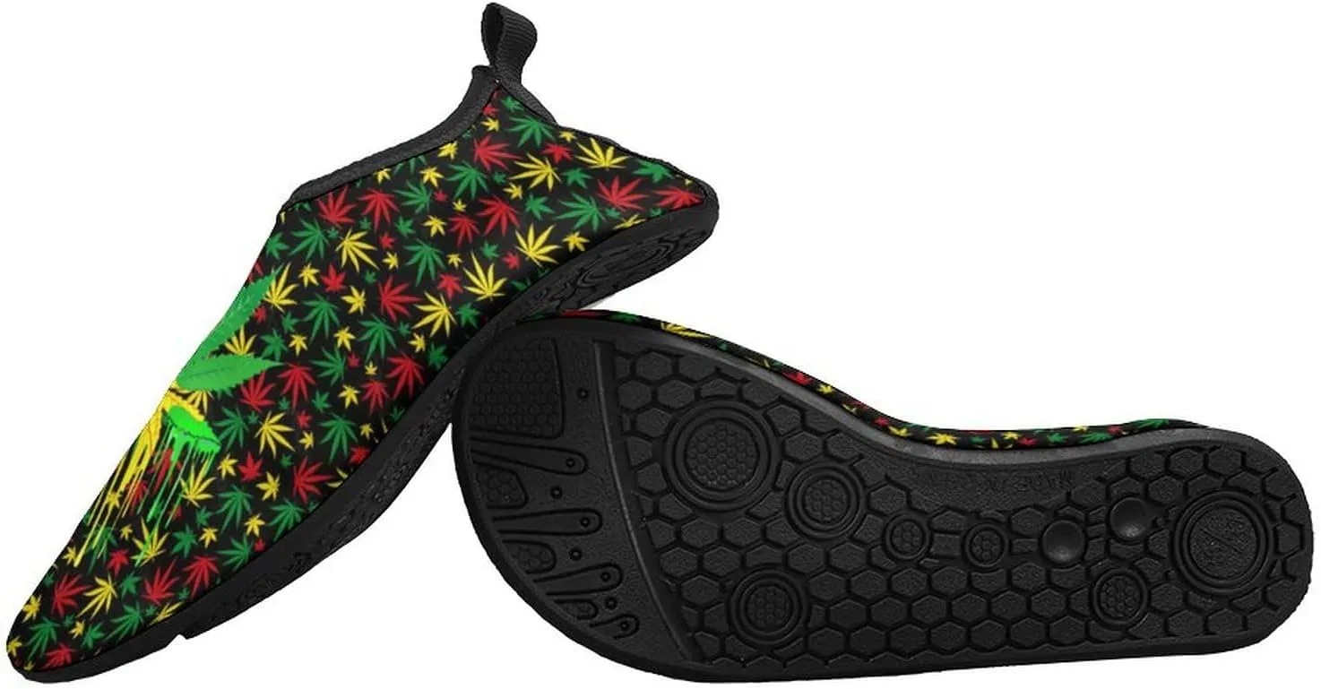 Weed Leaf Pot Cannabis Water Shoes Quick Dry Yoga Socks Women Mens Slip On Barefoot Shoes