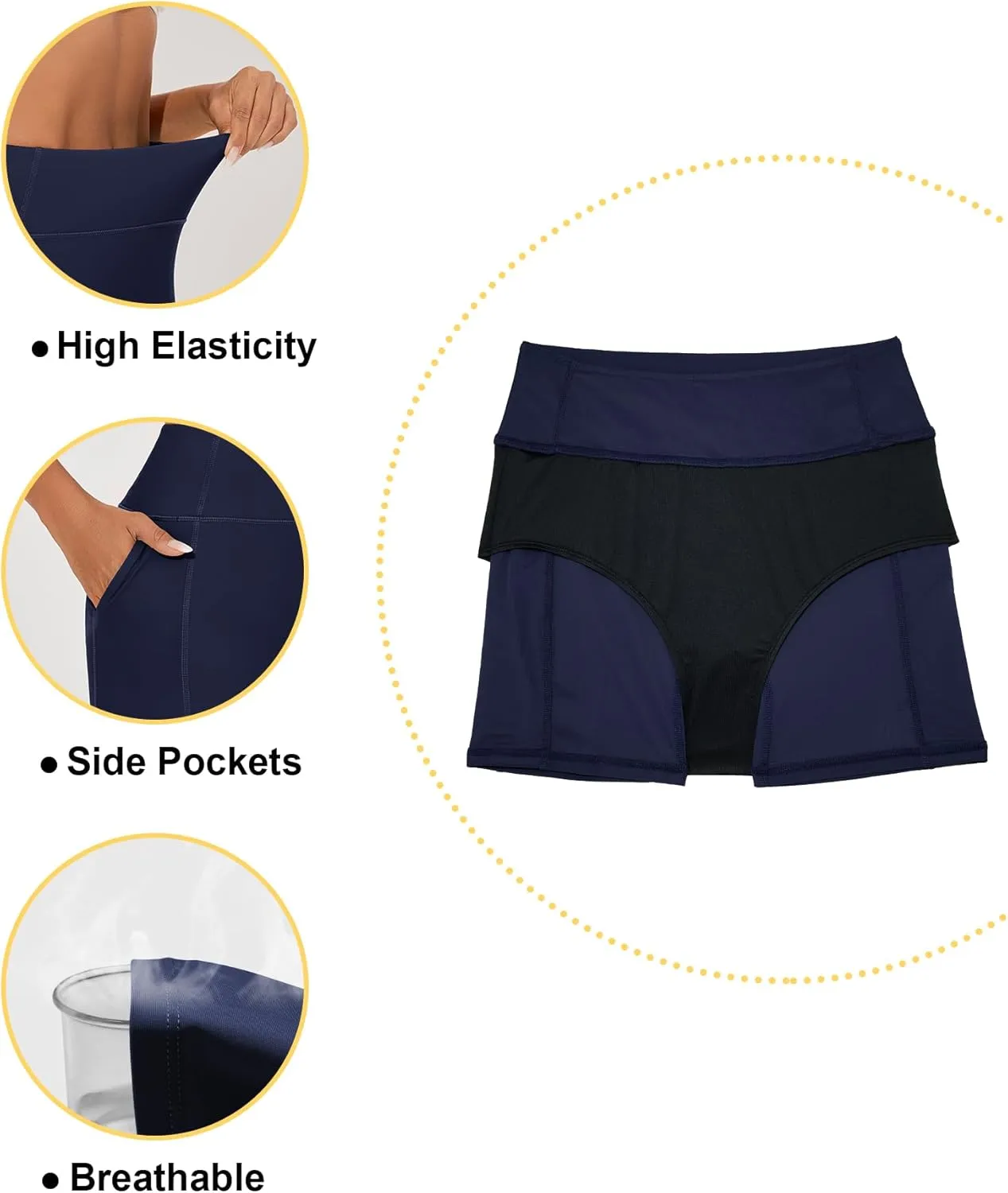 Women's Swim Shorts High Waisted Bathing Suit Bottoms UPF 50  Board Shorts Swimsuit Tankini Boy Shorts with Liner