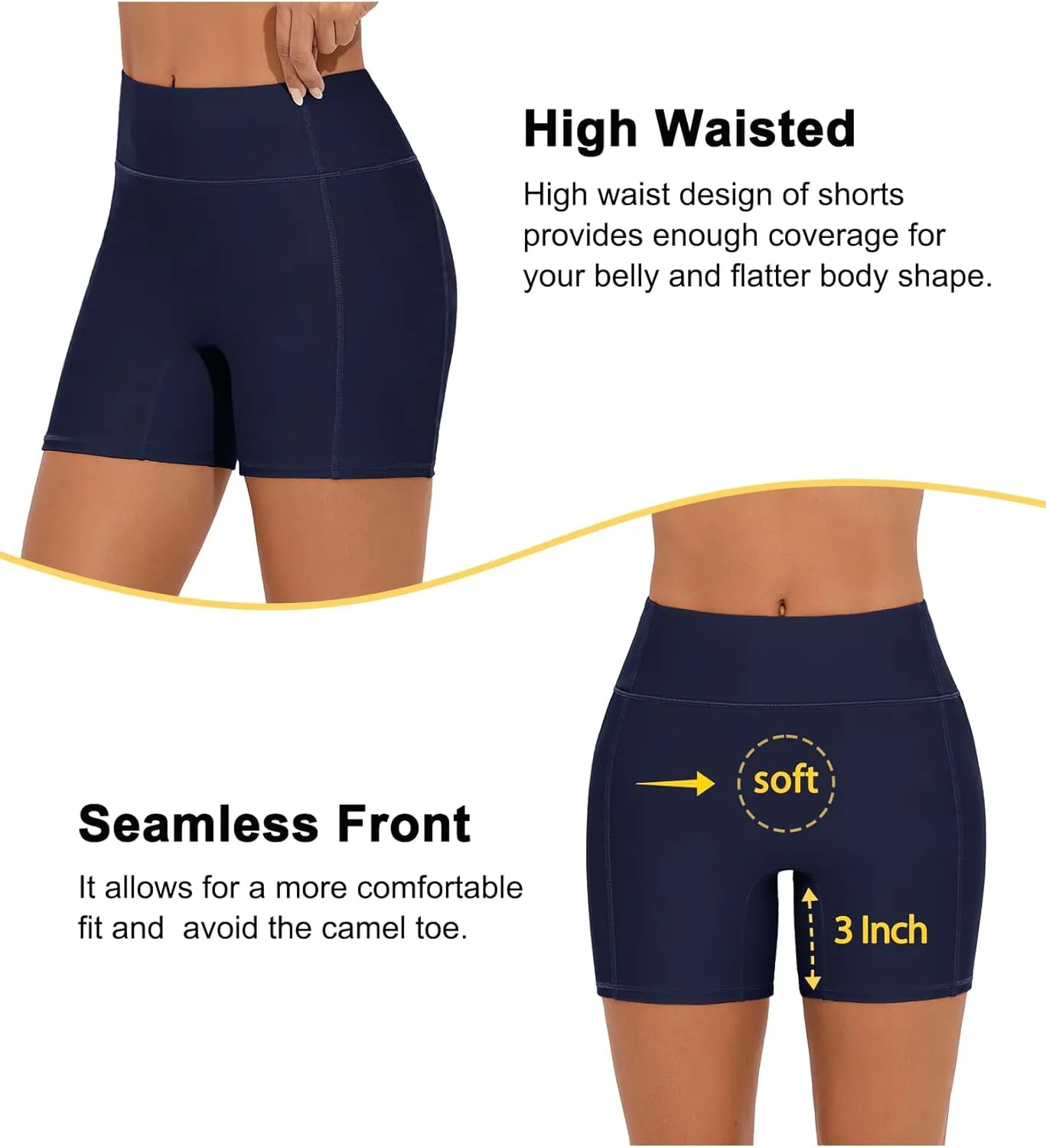 Women's Swim Shorts High Waisted Bathing Suit Bottoms UPF 50  Board Shorts Swimsuit Tankini Boy Shorts with Liner