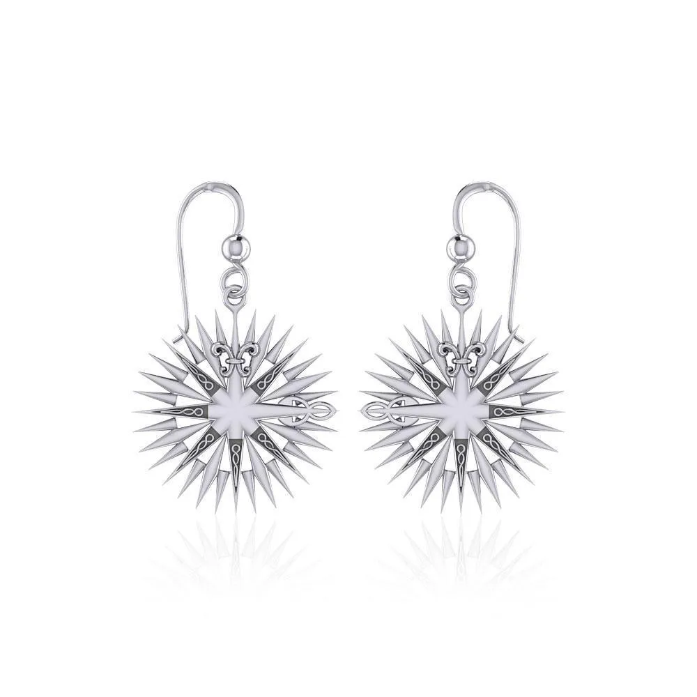 Wonderful Celtic Compass Rose Silver Earrings TER1765