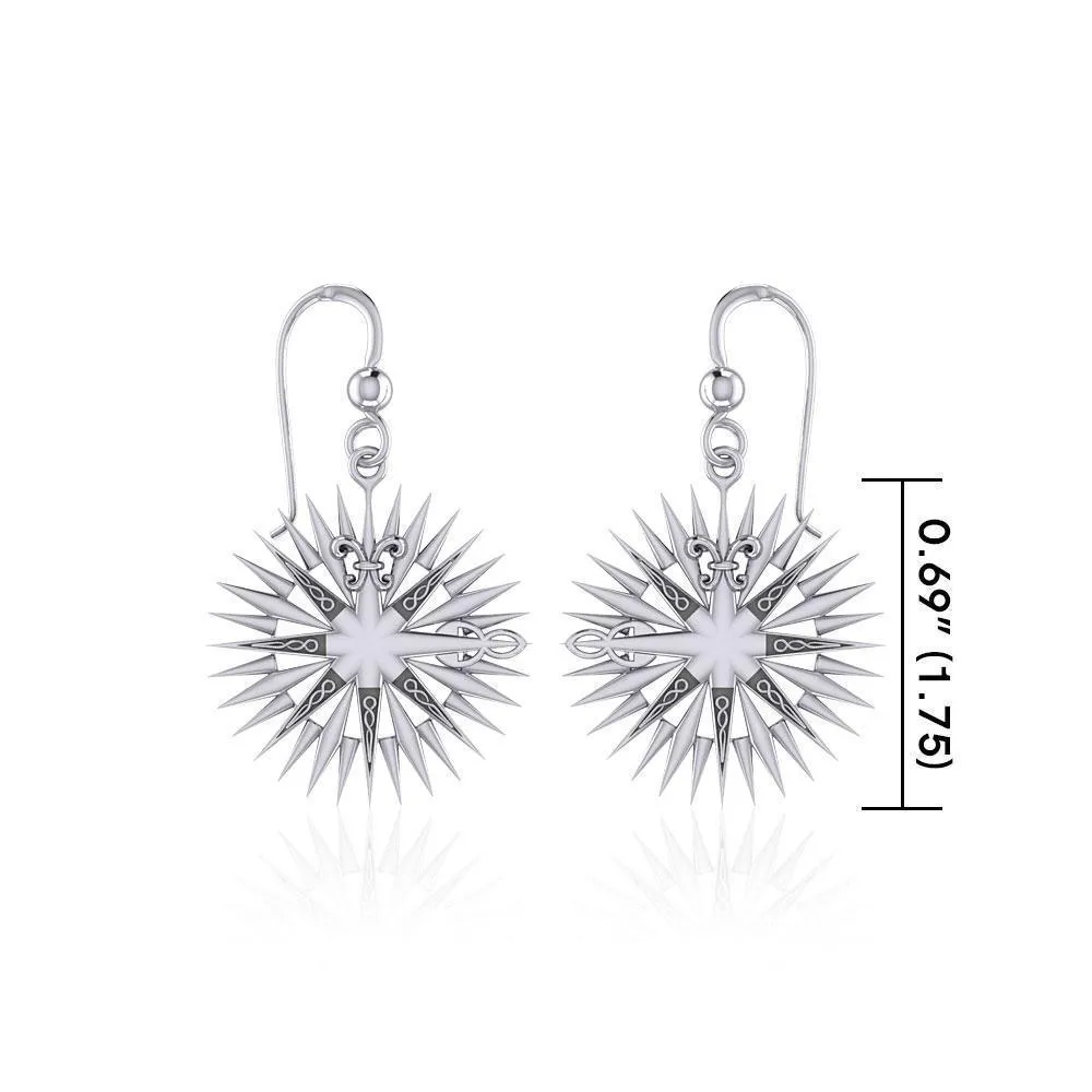 Wonderful Celtic Compass Rose Silver Earrings TER1765