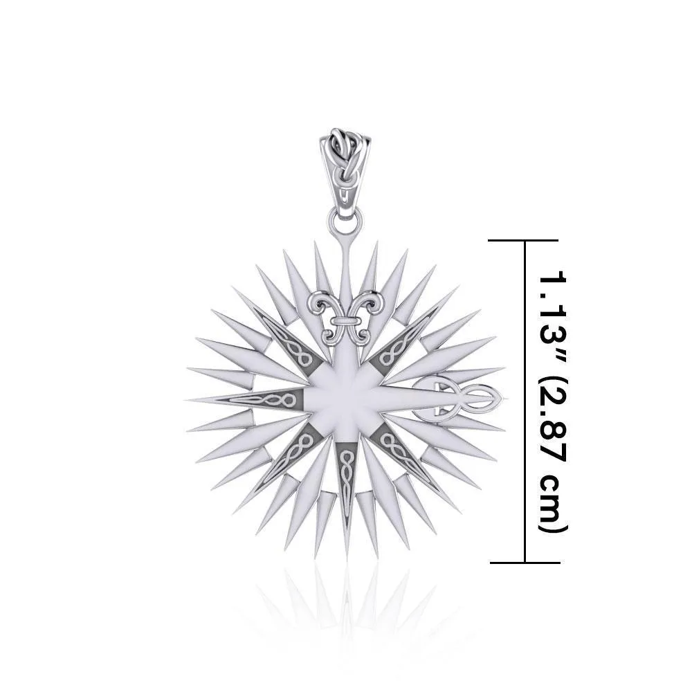 Wonderful Celtic Compass Rose Silver Pendant TPD5236