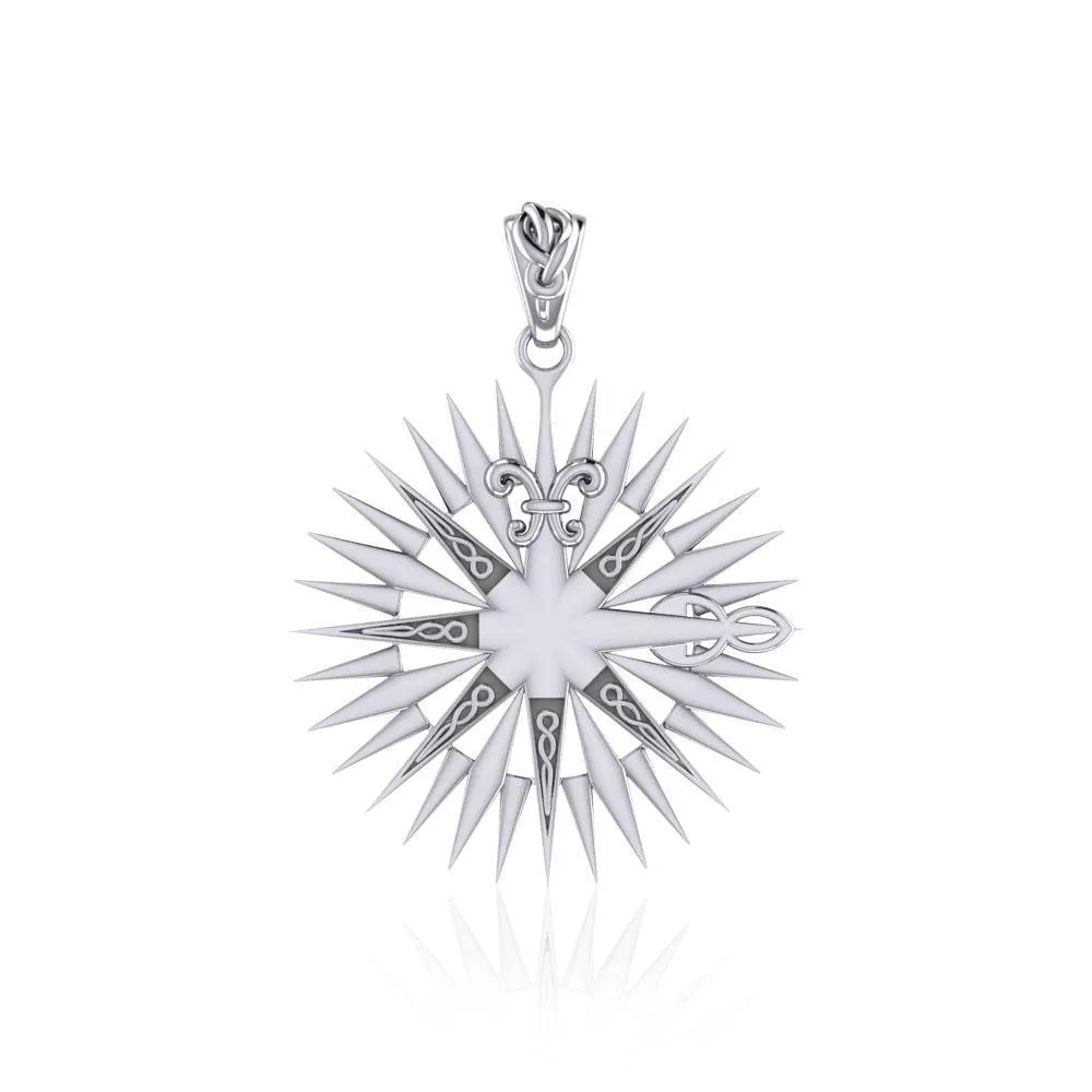 Wonderful Celtic Compass Rose Silver Pendant TPD5236