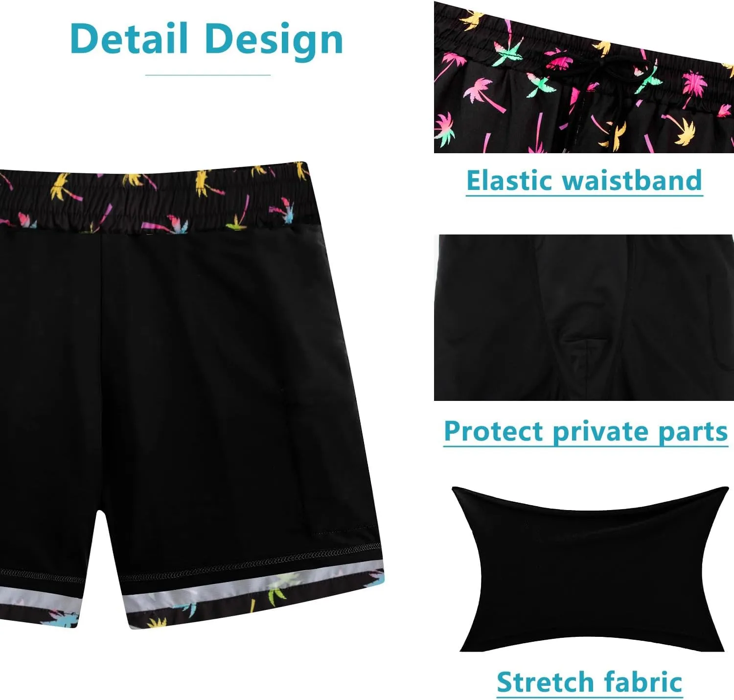 XiaoMoSha Mens Swim Trunks with Compression Liner 7" Quick Dry Board Shorts Bathing Suit with Pockets Swimwear Swimsuit S-2XL