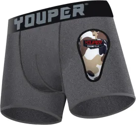 Youper Youth Elite Boxer Briefs w/Soft Athletic Cup, Boys Stretch Boxer Jock for Baseball & Football
