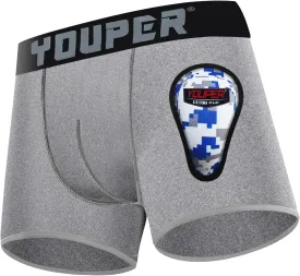 Youper Youth Elite Boxer Briefs w/Soft Athletic Cup, Boys Stretch Boxer Jock for Baseball & Football